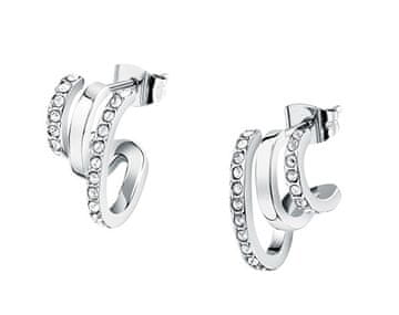 Morellato Moderni jekleni uhani s kristali Creole SAUP31