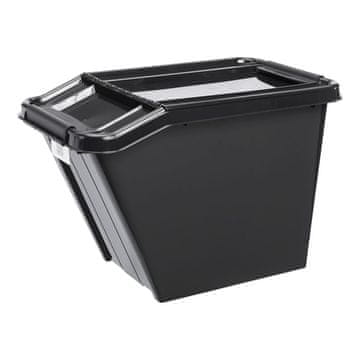Plast Team PlastTeam ProBox Recycle QR 58L nagnjen zabojnik s pokrovom črn