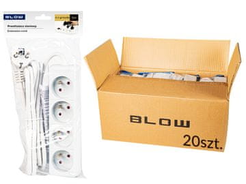 Blow 98-516# Podaljševalni kabel pr-470p 4 vtičnice z ozemljitvijo 5 m bela 3x1,5 mm paket