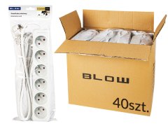 Blow 98-521# Podaljševalni kabel pr-670p 6 vtičnic z ozemljitvijo 3 m, bel 3x1,5 mm paket