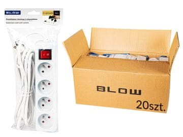 Blow 98-536# Podaljševalni kabel pr-470wsp 4 vtičnice z ozemljitvijo + stikalo 5 m bela 3x1,5 mm paket