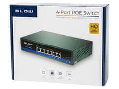 Blow 77-935# Switch poe do kamer blow 4poe 100mbs 75w bl-sw6-4p