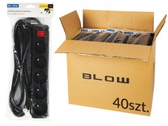 Blow 98-547# Podaljševalni kabel pr-570wsp 5 vtičnic z ozemljitvijo + stikalo 3 m črn 3x1,5 mm paket