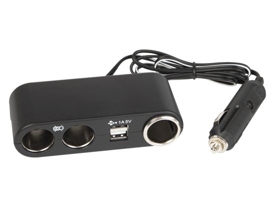Blow 96-876# Razdelilnik za vžigalnik cigaret 1x vtič/3x vtičnica+usb cs-33 kabel