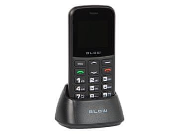 Blow 75-030# Telefon za starejše, črn s stojalom s18d