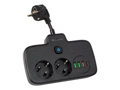 Blow 98-233# razdelilnik ps-310u 3-vtičnica 3xusb 0,1 m črn podaljšek 2x1 mm