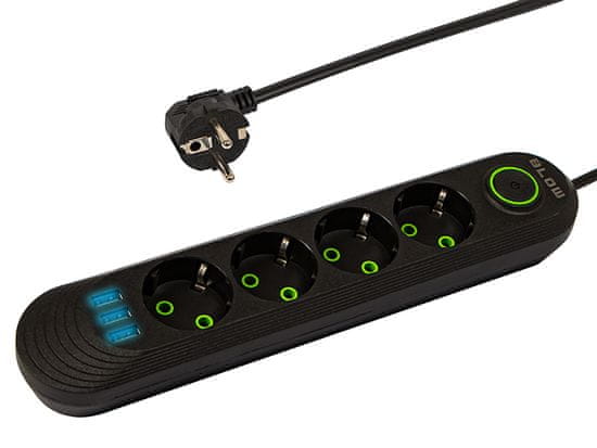 Blow 98-220# Podaljševalni kabel ps-430 4-vtičnica 3xusb 3m črna 2x1mm