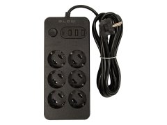 Blow 98-211# Podaljševalni kabel ps-630 6 vtičnic 3xusb 1xusb-c 3m črn 2x1mm