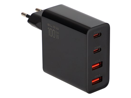 Blow 76-028# omrežni polnilnik vtičnica usbx2 + usb-cx2 qc+pd 100w