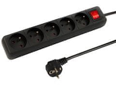Blow 98-749# Podaljševalni kabel pr-570wsp 5 vtičnic zemlja + stikalo 5 m črn (3x1,5 mm)