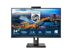 Philips 243B1JH 24" IPS Full HD 75Hz ergonomski poslovni monitor z USB-C in vgrajeno spletno kamero