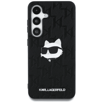 Karl Lagerfeld Originalen ovitek Samsung Galaxy S25 Plus 5G - Monogram Choupettes Head - črna zaščita - KLHCS25MPGKLCHPK