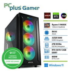 PCplus Gamer Ryzen 5 9600X 32GB 2TB SSD RTX 5070 12GB Windows 11 Home + Xbox GP gaming namizni računalnik