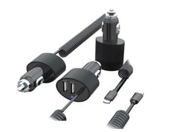 slomart Maclean MCE76 37545 Avtopolnilnik 2xUSB 5.2A, spiralni Lightning kabel 1.8m