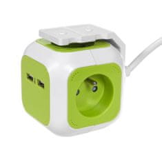 GreenBlue MagicCube štirikratna tokovna vtičnica GreenBlue, 2 vhoda USB, 1,4 m, GB118