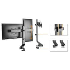 Maclean Namizni nosilec Maclean za dva monitorja / dvojni monitor, vesa 75x75 100x100, 17"-27", max 14kg, MC-854