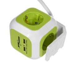 GreenBlue MagicCube četverna vtičnica, 2 usb vhoda 1,4 m GreenBlue GB118G Nemška različica