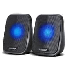 AUDIOCORE Računalniški zvočniki 6W USB minijack črni Audiocore AC835 LED
