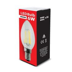 Maclean Maclean, Žarnica LED z žarilno nitko E14, 6W, 230V, topla bela 3000K, 806lm, Retro edisonova dekorativna sveča C35, MCE286