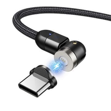 Maclean Maclean Magnetni kabel, kotni, podpira hitro polnjenje, USB C 3v1, 9V/2A, 5V/3A, črna najlonska pletenica, 1 m, MCE474