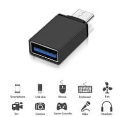 Maclean Maclean OTG adapter, USB A na USB C, črn, MCE470