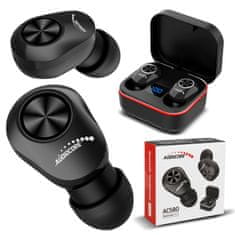 AUDIOCORE TWS BT 5.1 Audiocore slušalke v ušesih s 300 mAh polnilno bazo, 30 mAh slušalke, črne AC580