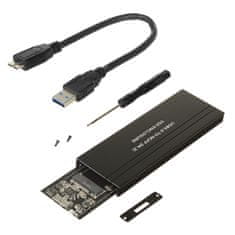 Maclean Ohišje za pogone Maclean, SSD M.2, NGFF, USB 3.0, velikosti 2230/2240/2260/2280, aluminijasto ohišje, MCE582