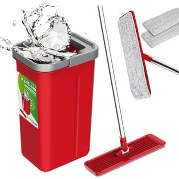 GreenBlue GreenBlue ploščati mop z vedrom in ožemalnikom, dve kartuši iz mikrovlaken HQ, prostornina 5,7 l, MaxiClean GB870