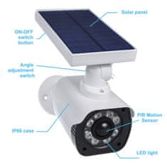 CE Solarna navidezna kamera, utripajoča LED, senzor gibanja, LED osvetlitev, brezplačna nalepka, SOL1800S