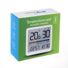 GreenBlue Termometer/hiprometer s funkcijo ure in datuma, zeleno-modra, baterija CR2032, temperaturno območje od -9,9 do +60 stopinj C, GB380