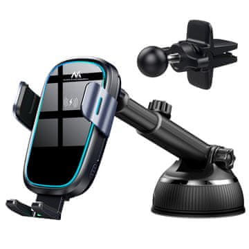 Maclean Maclean Qi brezžični/induktivni polnilec, nosilec za avto, 5 W/7,5 W/10 W/15 W, samodejni, primeren za telefone 4,7-6,7",