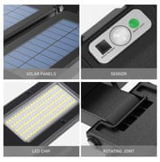 Maclean Solarna ulična svetilka LED s senzorjem gibanja in daljinskim upravljalnikom Maclean IP54, 5W, 2x450lm, 6500K, Li-ion 2400 mAh, 3 načini delovanja MCE447