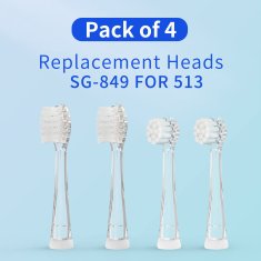 Seago Komplet nadomestnih zobnih ščetk za SG-513 SEAGO, 4 kosi, barva prozorna, SG-513 Refill