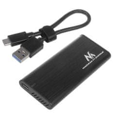 Maclean Ohišje za pogone Maclean, SSD M.2, NVMe (PCIe), NGFF (SATA), USB 3.1, velikosti 2230/2240/2260/2280, aluminijasto ohišje, MCE443