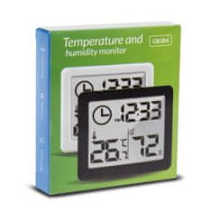 GreenBlue Termometer/hiprometer s funkcijo ure, GreenBlue, črn,GB384B