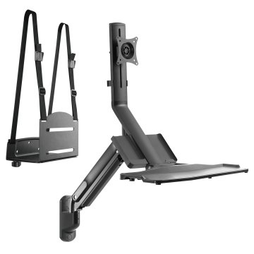 Maclean Stenski nosilec Maclean za monitor in tipkovnico, s plinsko vzmetjo in držalom za procesor, 17"-32", 9 kg, MC-838