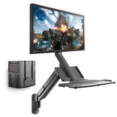 Maclean Stenski nosilec Maclean za monitor in tipkovnico, s plinsko vzmetjo in držalom za procesor, 17"-32", 9 kg, MC-838