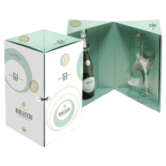 Berlucchi Peneče vino Franciacorta 61 Saten + 2 kozarca 0,75 l