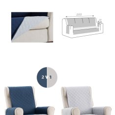 TIMMLUX Dvostransko pregrinjalo za kavč - štirised 200x200 cm modra / svetlo siva EU kvaliteta