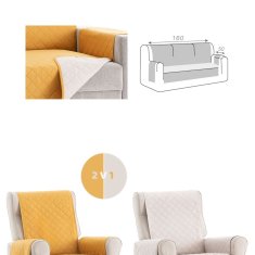 TIMMLUX Dvostransko pregrinjalo za kavč - trosed 160x200 cm rumena / slonokoščena EU kvaliteta