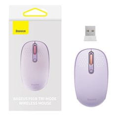 BASEUS Brezžična miška F01B Tri-mode 2.4G BT 5.0 1600 DPI (vijolična)