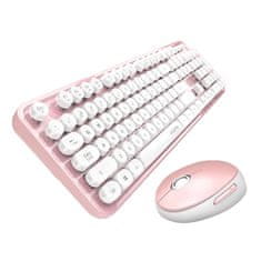 MOFII Komplet brezžične tipkovnice in miške Sweet 2.4G (belo-rožnata)