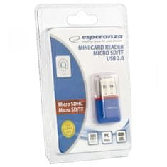 Esperanza EA134B Čitalnik kartic USB micro SD, modri Esperanza