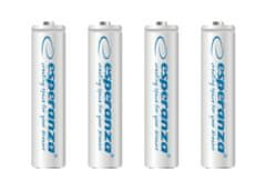 Esperanza Esperanza Polnilne Baterije Ni-MH AAA 1000mAh, 4 kosov, Bele