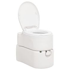 Vidaxl Integrirano stranišče za kampiranje belo 24+17 L HDPE in emajl