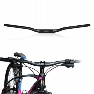 Korbi Ukrivljeno kolesarsko krmilo, črno aluminijasto, 720MM/31.8MM