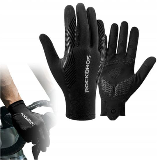 Korbi Poletne dolge kolesarske rokavice, črne, unisex, velikost L
