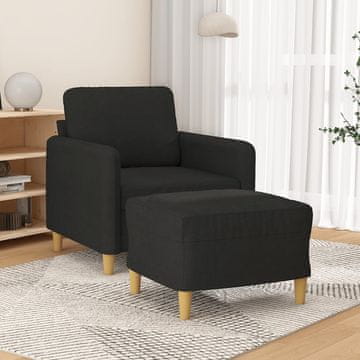 Vidaxl vidaXL Fotelj s podnožjem, črne barve, 60 cm, prevleka iz blaga