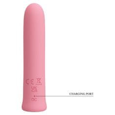 PRETTY LOVE Curtis polnilna mini vibrator s stimulativnim vzorcem koncentričnih krogov roza