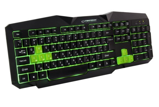 Esperanza EGK201GUA Esperanza žična igralna tipkovnica z USB-omrežjem zelene barve